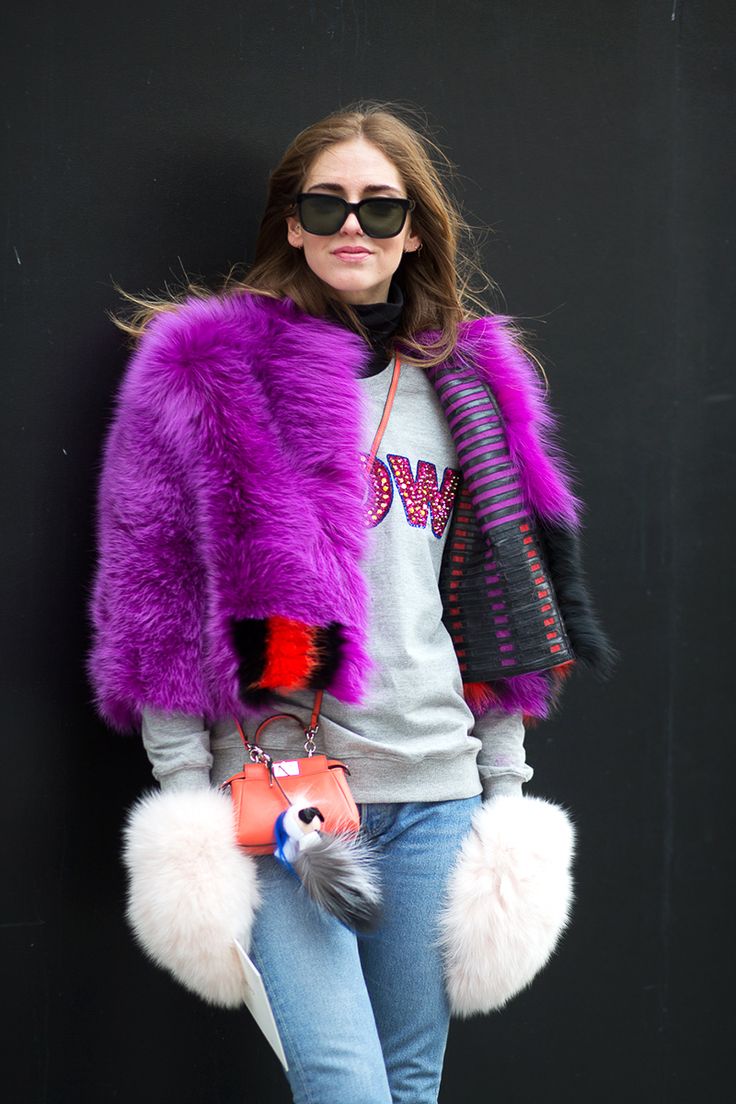 Chiara Ferragni in a short crop fur jacket